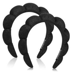 Ztomine Spa Headbands - Set of 2 Terry Cloth Facial Headbands Black